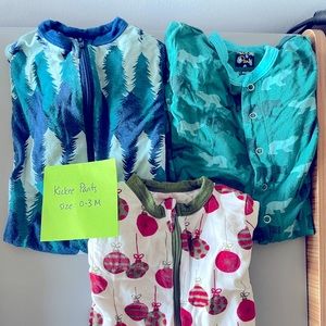 Lot of 3 Kickee Pants footies (2 zips & 1 snap) in 0-3M